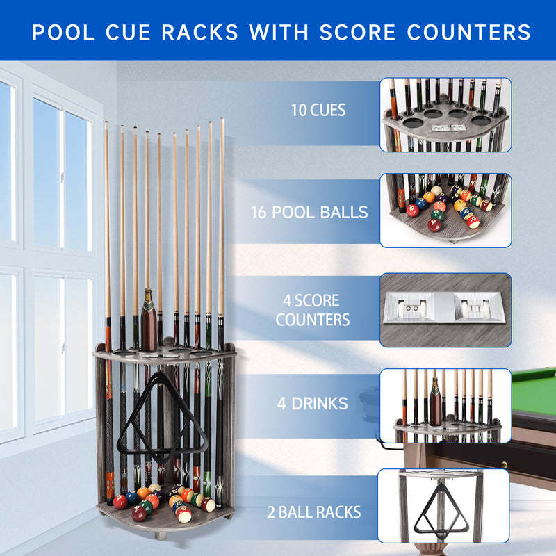 10 Corner Style Pool Cue Rack with Score Counter (5 Colors)