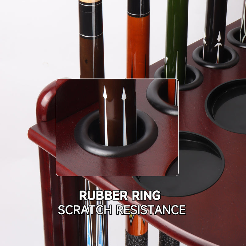 Pool Cue Corner Rack with Metal Hook Holds Score Counters,10 Cue Sticks,2 Ball Racks,16 Pool Ball (5 Colors)