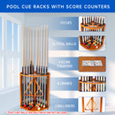 10 Corner Style Pool Cue Rack with Score Counter (5 Colors)
