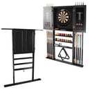 10 Billiard Pool Cue Wall Mounted Rack & Dart Board Cabinet Combination (3 Colors)