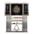 10 Billiard Pool Cue Wall Mounted Rack & Dart Board Cabinet Combination (3 Colors)