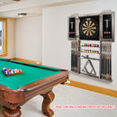 10 Billiard Pool Cue Wall Mounted Rack & Dart Board Cabinet Combination (3 Colors)