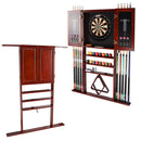 10 Billiard Pool Cue Wall Mounted Rack & Dart Board Cabinet Combination (3 Colors)