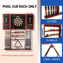 10 Billiard Pool Cue Wall Mounted Rack & Dart Board Cabinet Combination (3 Colors)