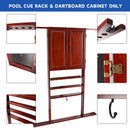10 Billiard Pool Cue Wall Mounted Rack & Dart Board Cabinet Combination (3 Colors)