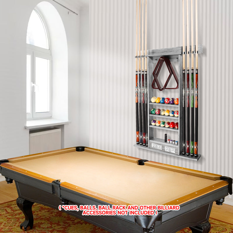 8 Wall Pool Cue Rack with Score Counter and Metal Hook, Billiard Pool Cue Rack Only (4 Colors)
