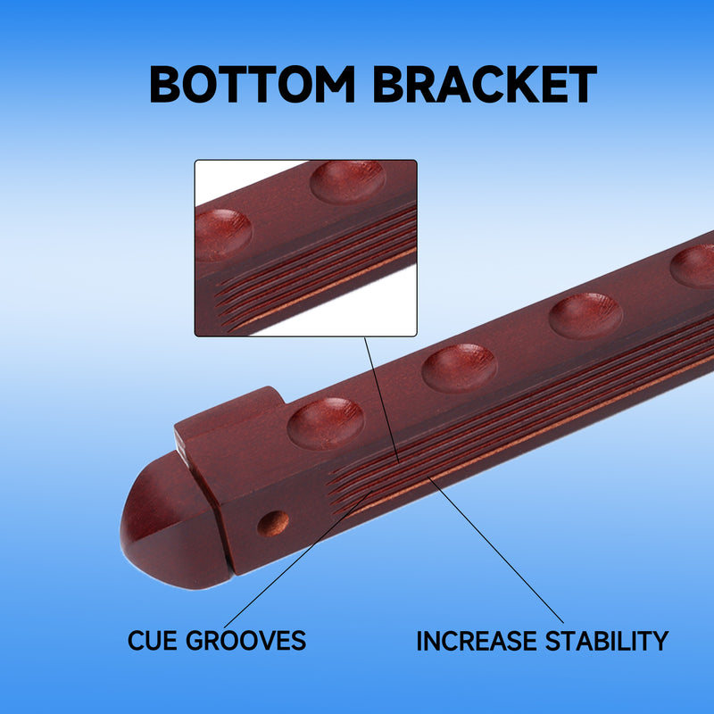 2-Piece 6 Billiard Pool Cue Stick Wall Rack, Wall Mounted Holders with Screw Fitting (4 Colors)