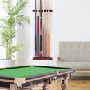 2-Piece 6 Billiard Pool Cue Stick Wall Rack, Wall Mounted Holders (4 Colors)