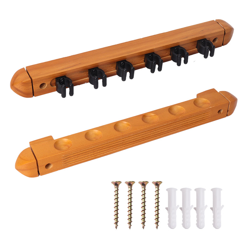 2-Piece 6 Billiard Pool Cue Stick Wall Rack,  Wall Mounted Holders with Screw Fitting for Billiards Game (4 Colors)