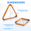 2-Tone Solid Wood Billiard Pool 8-Ball Triangle & 9-Ball Diamond Pool Ball Racks
