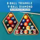 2-Tone Solid Wood Billiard Pool 8-Ball Triangle & 9-Ball Diamond Pool Ball Racks