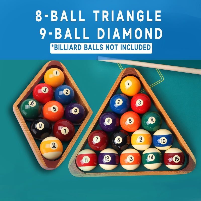 2-Tone Solid Wood Billiard Pool 8-Ball Triangle & 9-Ball Diamond Pool Ball Racks