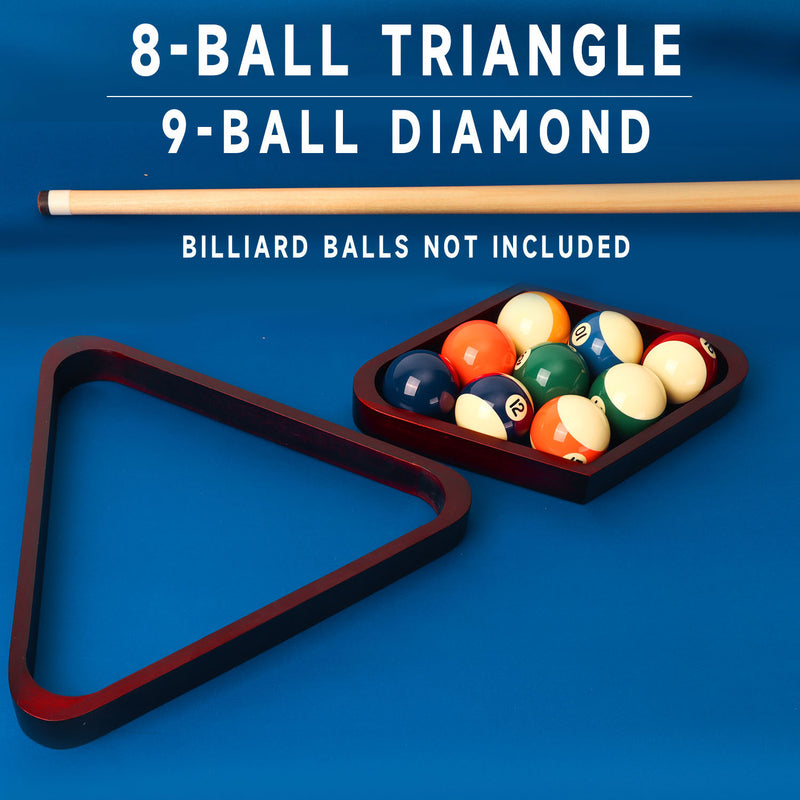 Billiard 8-Ball Triangle & 9-Ball Diamond Ball Rack Set for 2-1/4" Pool Balls (2 Colors)