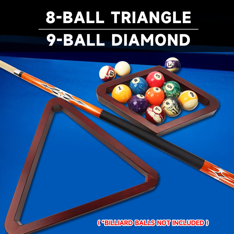 Deluxe 8-Ball Triangle / 9-Ball Diamond Solid Wood Billiard Pool Ball Racks for 2-1/4" Pool Balls (3 Colors)