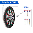 18" 2-in-1 Flocking Dartboard Game Set, Bullseye and Dart Board Games Set