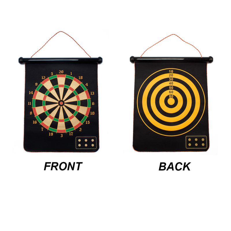 2-in-1 Double-Sided Design Wall-Mounted Magnetic Traditional & Target Bull Eye Dartboard Game Set with 6 Magnetic Darts for Target Bullseye Game Indoor Game