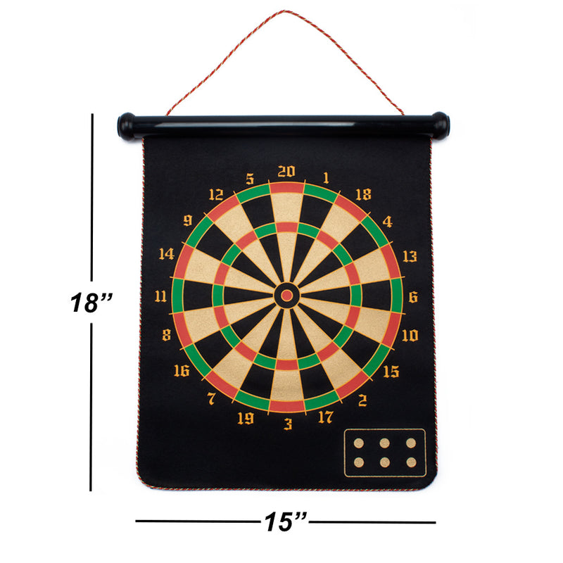 2-in-1 Wall-Mounted Magnetic Traditional & Target Bull Eye Dartboard Game Set