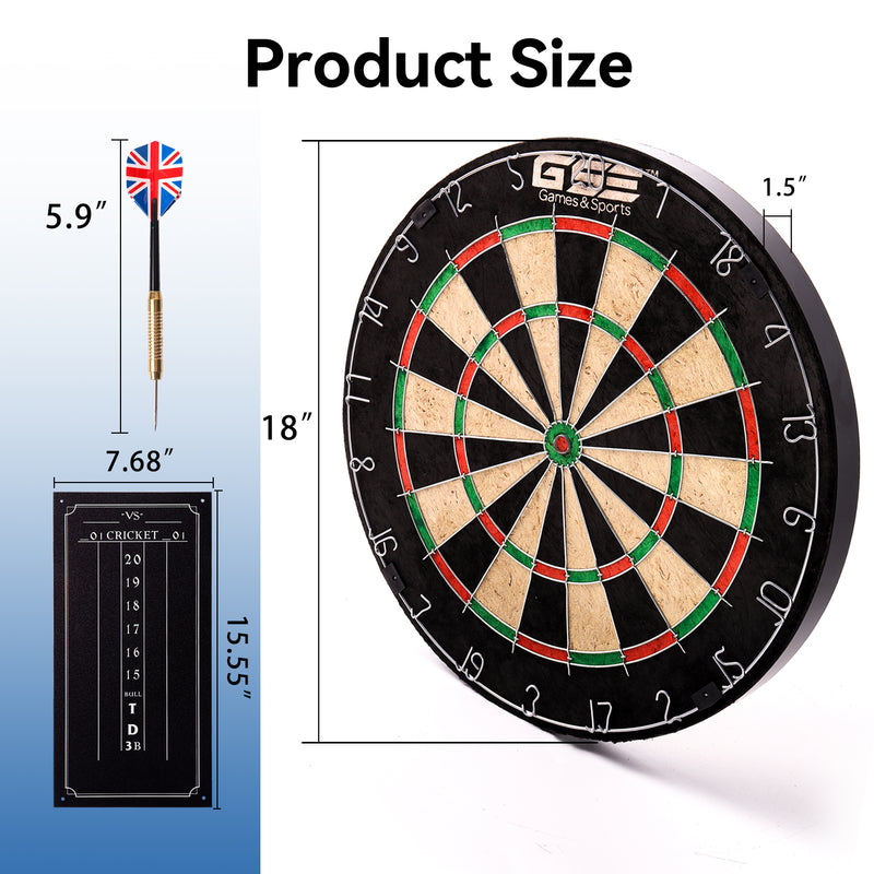 Professional 18" Regulation Size Sisal fibers Dartboards Game Set with 6 Steel Tip Darts for Target Bullseye Game Indoor Game (Dartboard with Scoreboard & Darts)