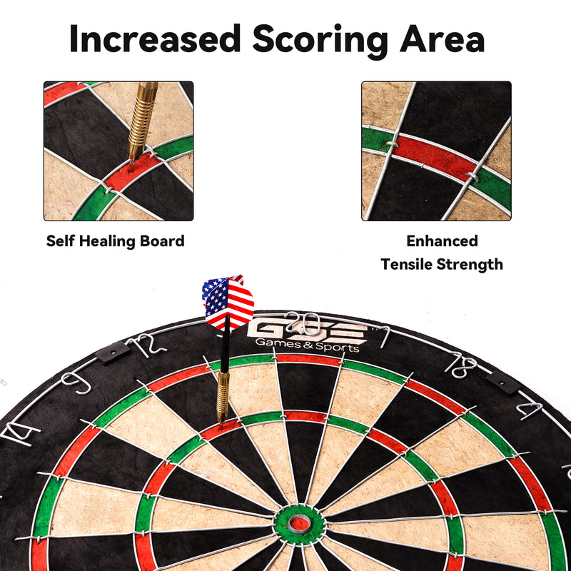 Professional 18" Regulation Size Sisal fibers Dartboards Game Set with 6 Steel Tip Darts for Target Bullseye Game Indoor Game (Dartboard with Scoreboard & Darts)