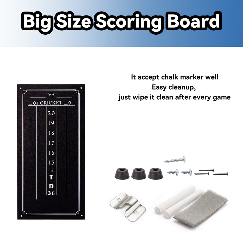 18" Bristle Dartboard Set with Steel Tip Darts and Chalk & Dry Erase Scoreboard