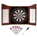 Deluxe Dartboard Cabinet with Sisal/Bristle Dartboard, Dart Scoreboard, and Steel Tip Darts