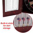 Deluxe Dartboard Cabinet with Sisal/Bristle Dartboard, Dart Scoreboard, and Steel Tip Darts