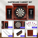 Dartboard Cabinet with Sisal/Bristle Dartboard, Dart Scoreboard, and Steel Tip Darts (Premium Brown）