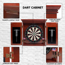 Dartboard Cabinet with Sisal/Bristle Dartboard, Dart Scoreboard, and Steel Tip Darts (Premium Brown）
