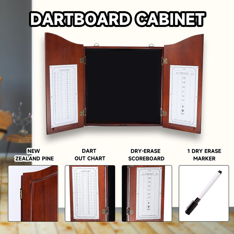 Professional Solid Wood Dartboard Cabinet with Dart Scoreboard (4 Colors)