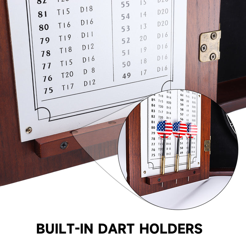 Deluxe Solid Wood Dartboard Cabinet with Dry-Erase Dart Scoreboard for Target Game Indoor Game （4 Colors）