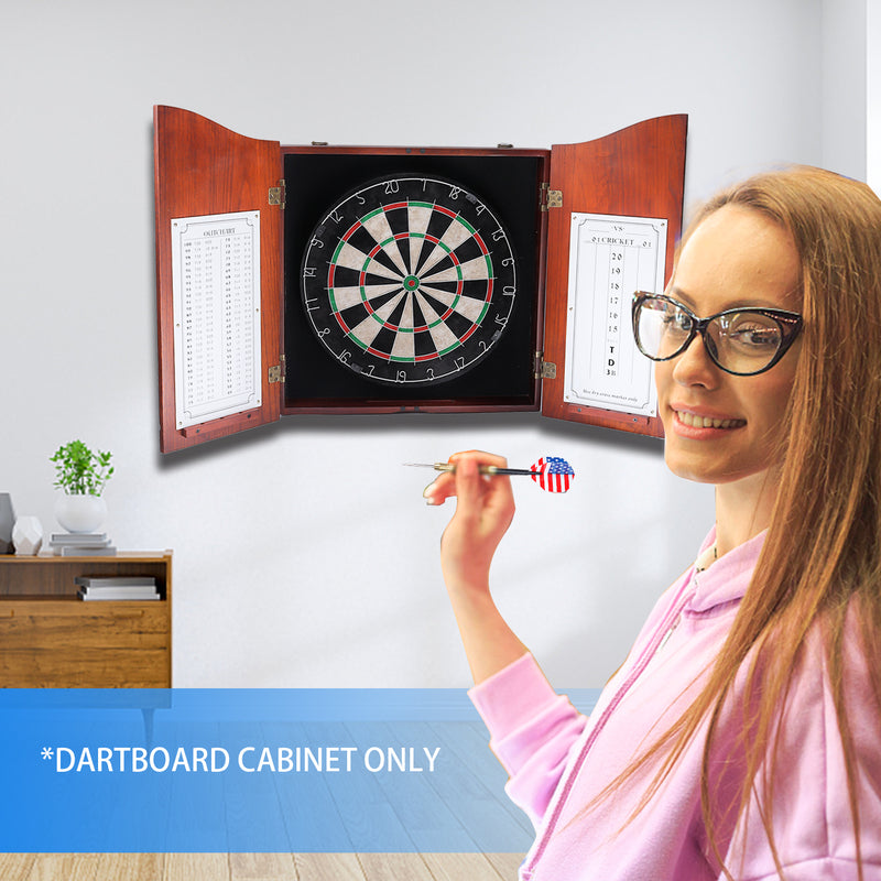 Deluxe Solid Wood Dartboard Cabinet with Dry-Erase Dart Scoreboard for Target Game Indoor Game （4 Colors）