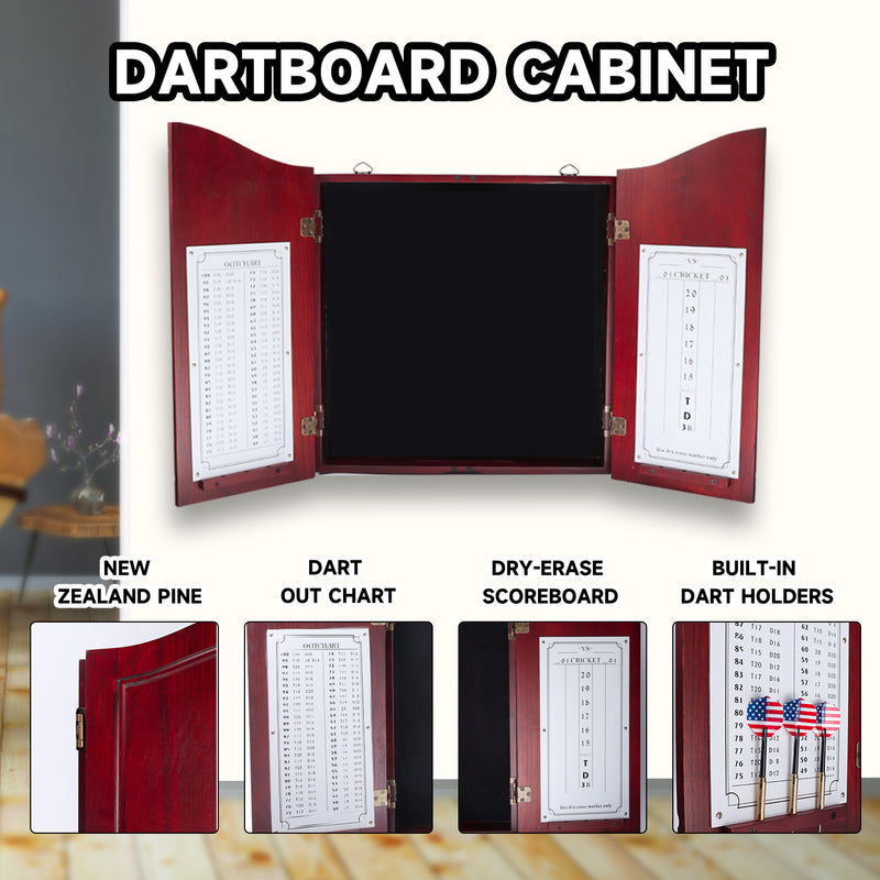 Deluxe Solid Wood Dartboard Cabinet with Dry-Erase Dart Scoreboard for Target Game Indoor Game （4 Colors）