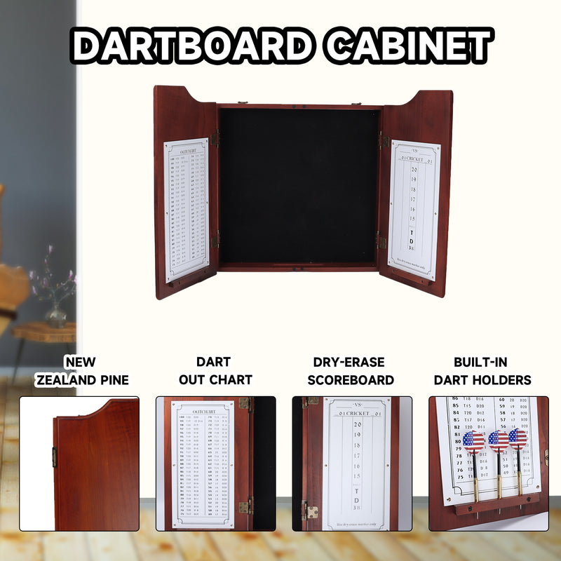 Professional Solid Wood Dartboard Cabinet with Dart Scoreboard (4 Colors)