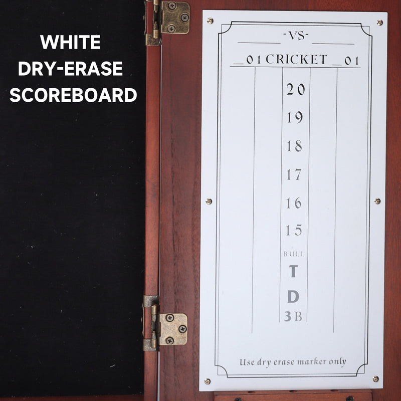 Deluxe Solid Wood Dartboard Cabinet with Dry-Erase Dart Scoreboard for Target Game Indoor Game （4 Colors）