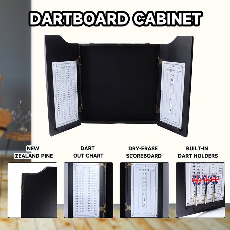 Professional Solid Wood Dartboard Cabinet with Dart Scoreboard (4 Colors)