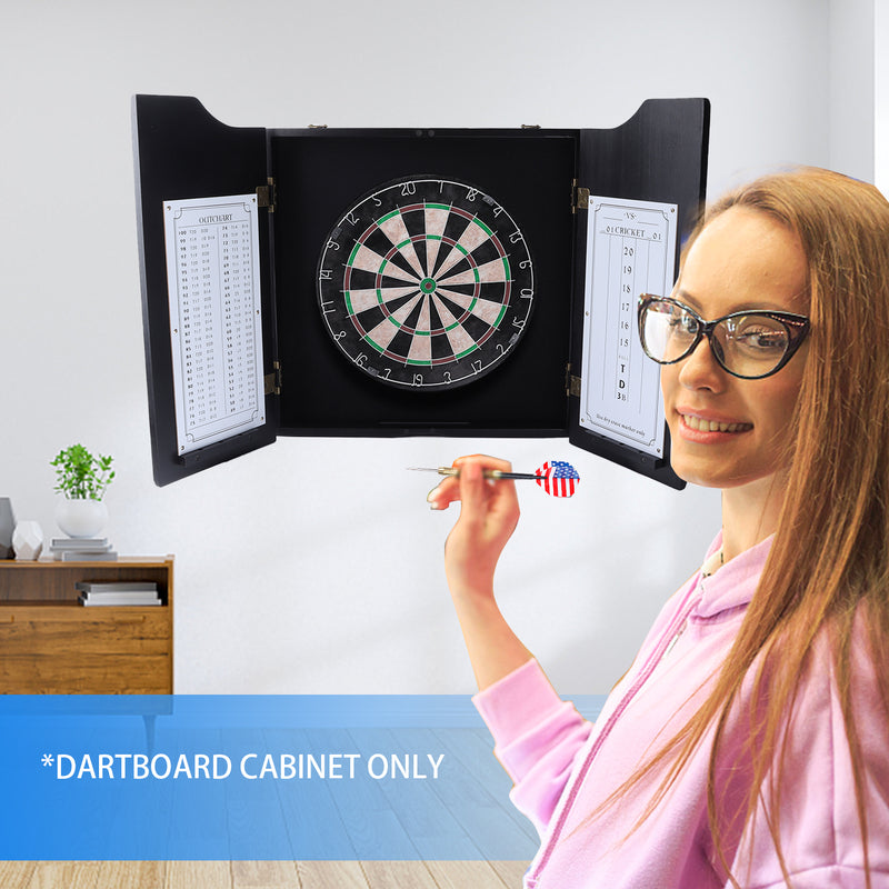 Professional Solid Wood Dartboard Cabinet with Dart Scoreboard (4 Colors)