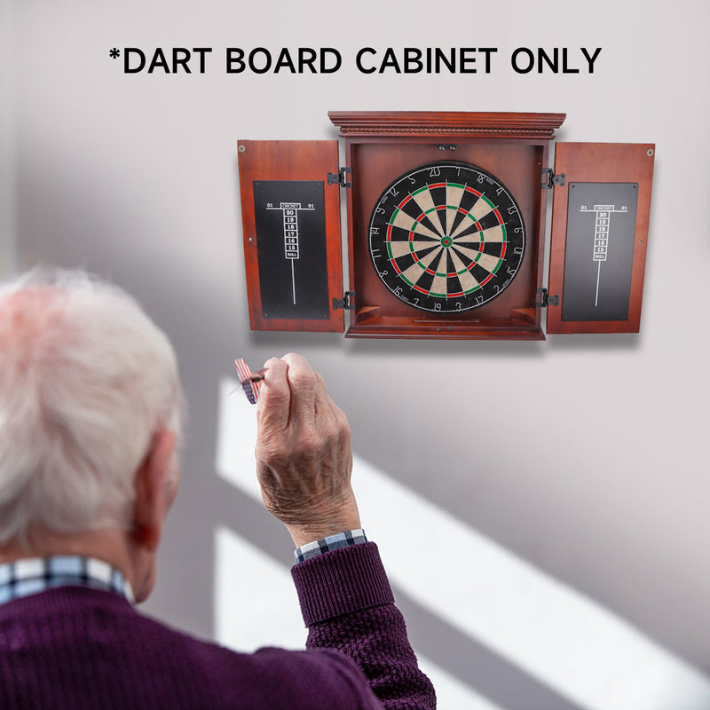 Deluxe Solid Wood Dartboard Cabinet with Dry-Erase Dart Scoreboard for Target Game Indoor Game ( Premium Brown)