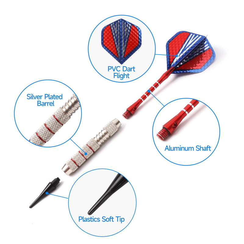 6 Pcs of 18 Grams Soft Tip Darts for Electronic Dart Board (Professional)