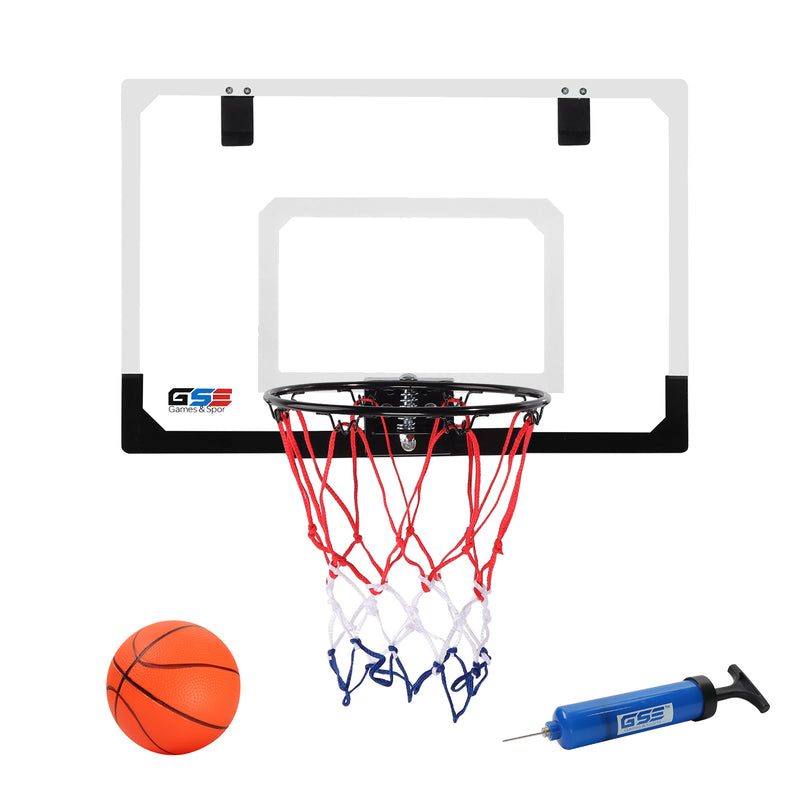 Over-The-Door Pro Basketball Hoop Backboard System Basketball Hoop Set with Basketball & Pump for Home & Office, Indoor Basketball Game