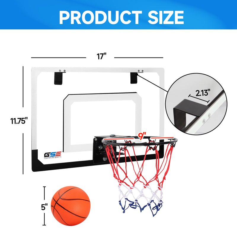 Over-The-Door Pro Basketball Hoop Set with Basketball & Pump