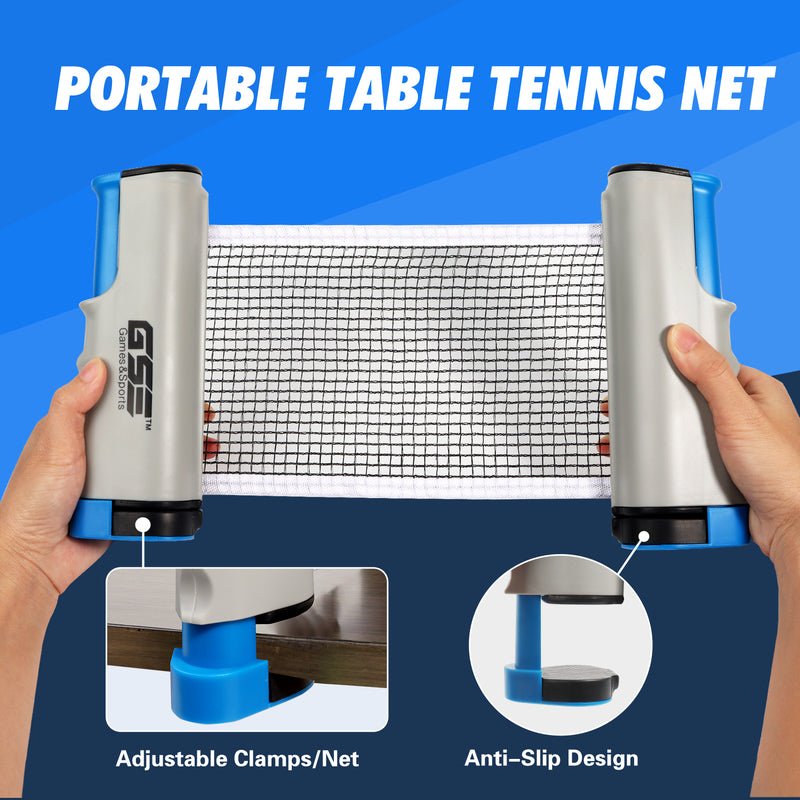 Portable Adjustable Retractable Ping Pong Net & Post for Any Tables. (Several Colors Available)