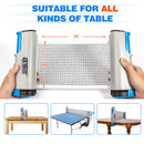 Complete Ping Pong Game Set with Retractable Ping Pong Net & Post, 2 Paddles & 3 Ping Pong Balls (4 Colors)