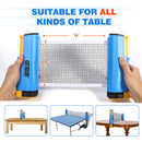 Complete Ping Pong Game Set with Retractable Ping Pong Net & Post, 2 Paddles & 3 Ping Pong Balls (4 Colors)