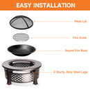 32" Portable Metal Patio Round Fire Pit Table