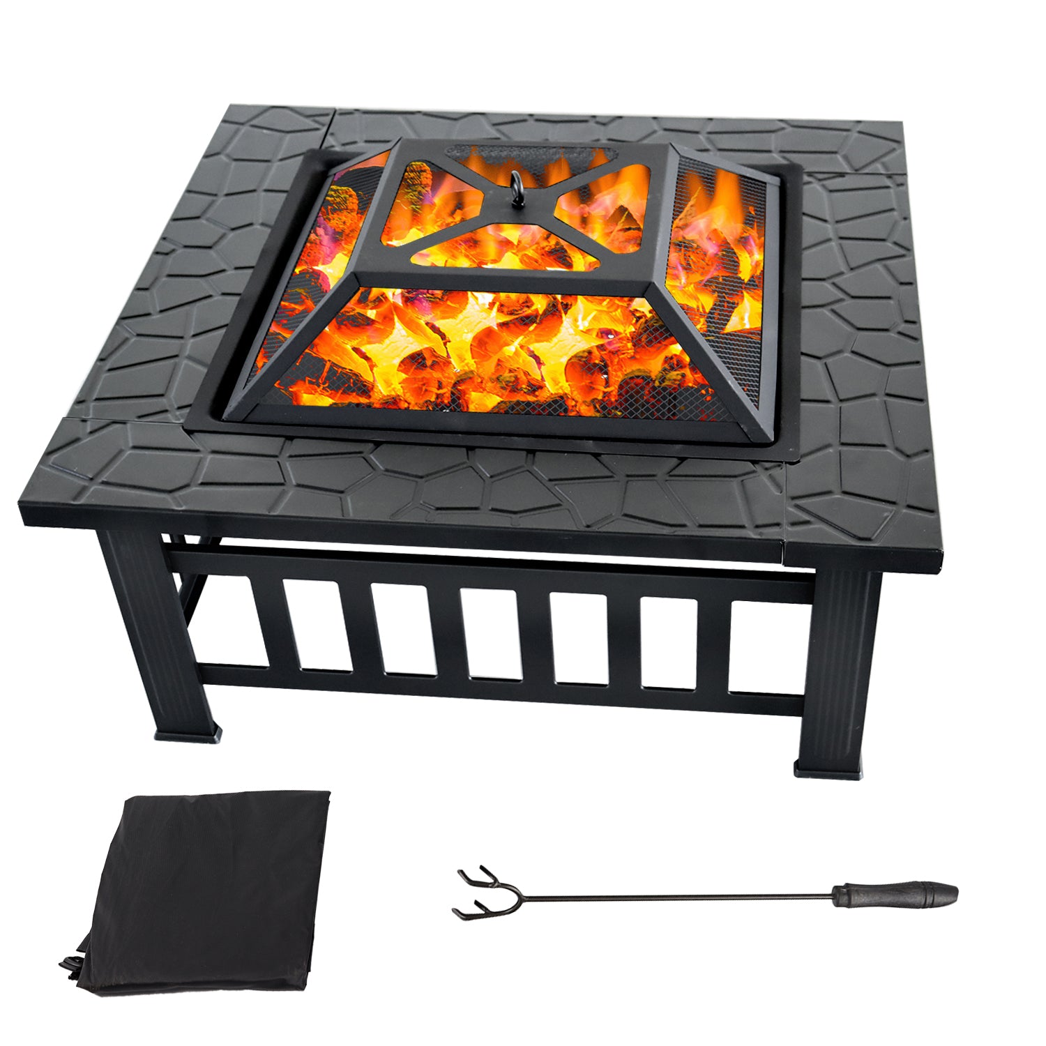 GSE Games & Sports Expert 32" Heavy Duty Square Patio Wood Fire Pit