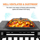 32" Heavy Duty Square Patio Wood Fire Pit Table