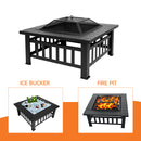 32" Heavy Duty Square Patio Wood Fire Pit Table