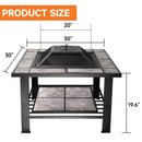 30" Square Bonfire Wood Burning Fire Pit Table