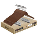 12-Pack Wooden Hangers with Adjustable Metal Clips
