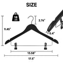 12-Pack Wooden Hangers with Adjustable Metal Clips